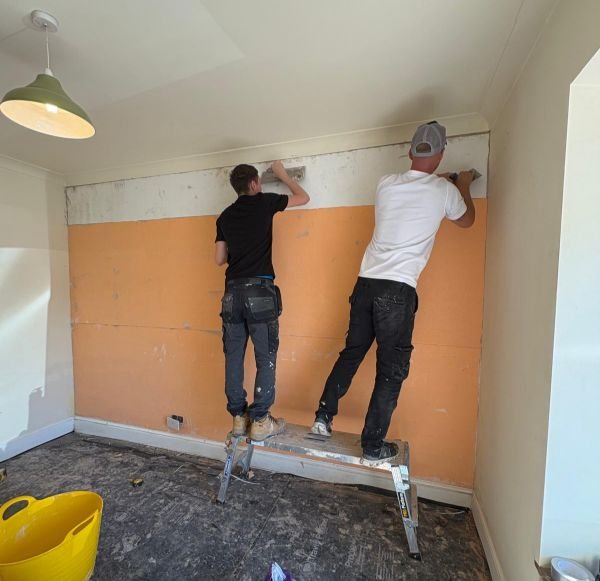 Proofterior team on site during remedial plastering works
