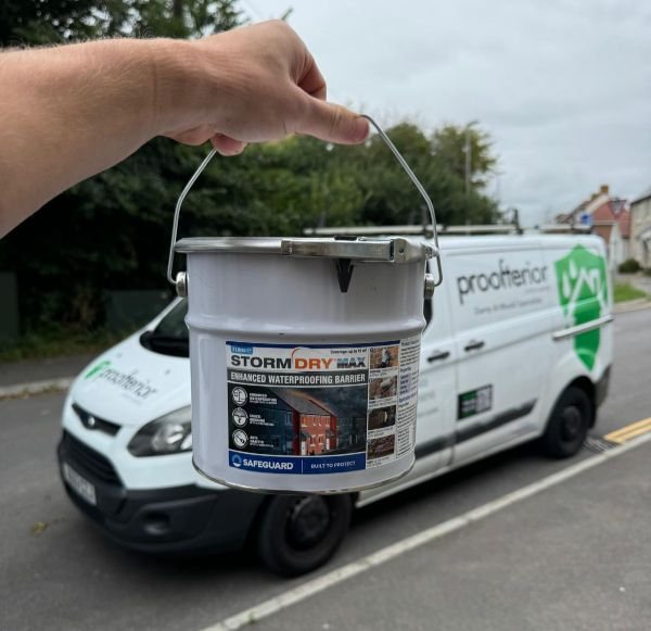 Breathable masonry protection cream being prepared for application