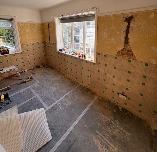 Tanking and lath system installed prior to plastering